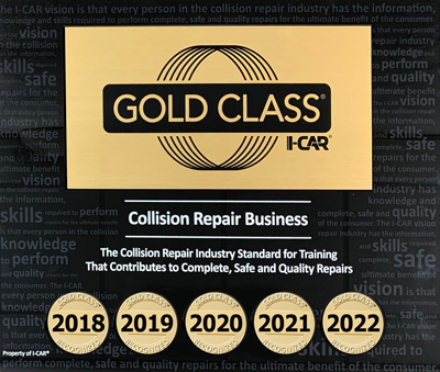 Gold Class certified by I-Car 2022